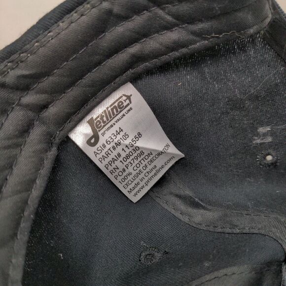 Jetline Men's Strapback Hat Black Adjustable Embroidered P Logo Cotton - Picture 7 of 7